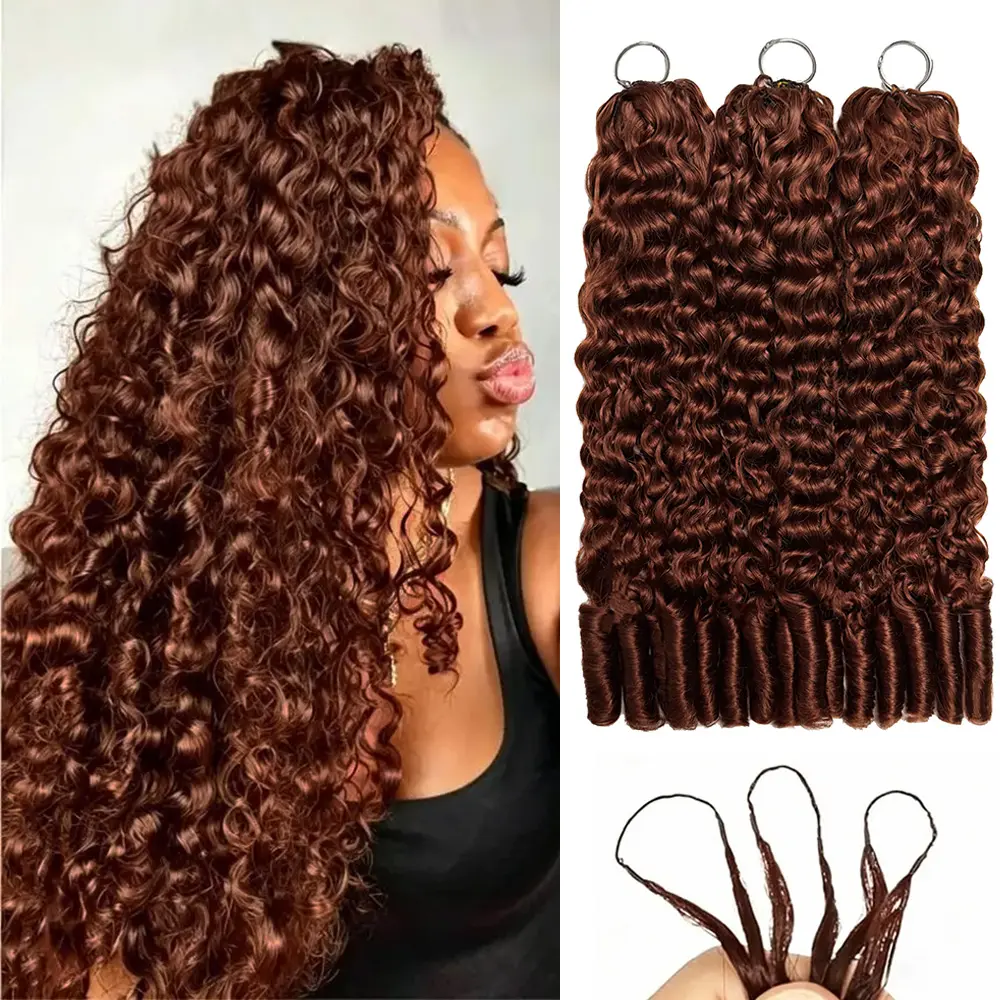 2026 New Ramiss Hair #33 Burmese Curly Crochet Human Hair For Miracle Knot #4 P4/27 Feather Crochet Hair Pre-Separated 50g/Pack Time-Saving, 40 Strands/Pack Mircale Knots,4-5 Packs for Full Head Protective Styles Light Weight No Tension Reusable