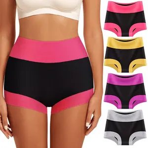 MEIYATING Women's Underwear Boyshorts Cotton Stretch Panties High Waisted Soft Plus Size 4 Pack