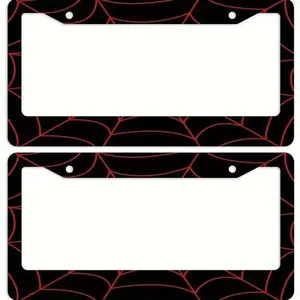 1 Black License Plate Frames Featuring a Red Spiderweb Design - Sturdy Aluminum Holders for Car Tags, Suitable for US Vehicles, Perfect for Both Men And Women, Automotive Exterior Additions with a Spiderweb Motif And Aluminum Build