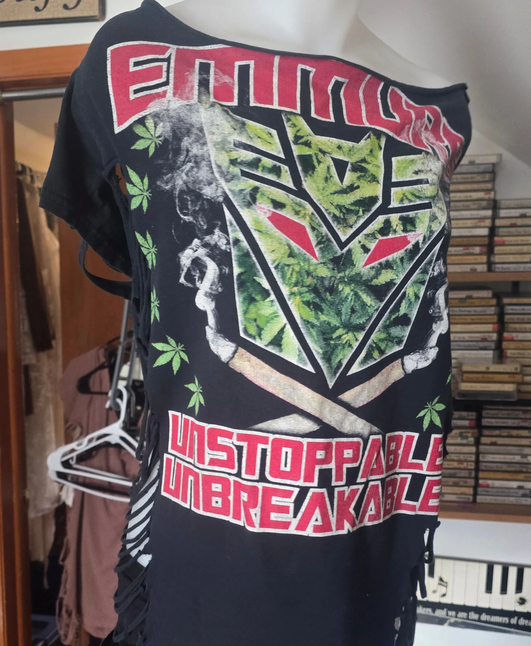 Emmure "Unstoppable Unbreakable" Tee | Upcycled Off-Shoulder Metalcore Band Shirt | M–XL