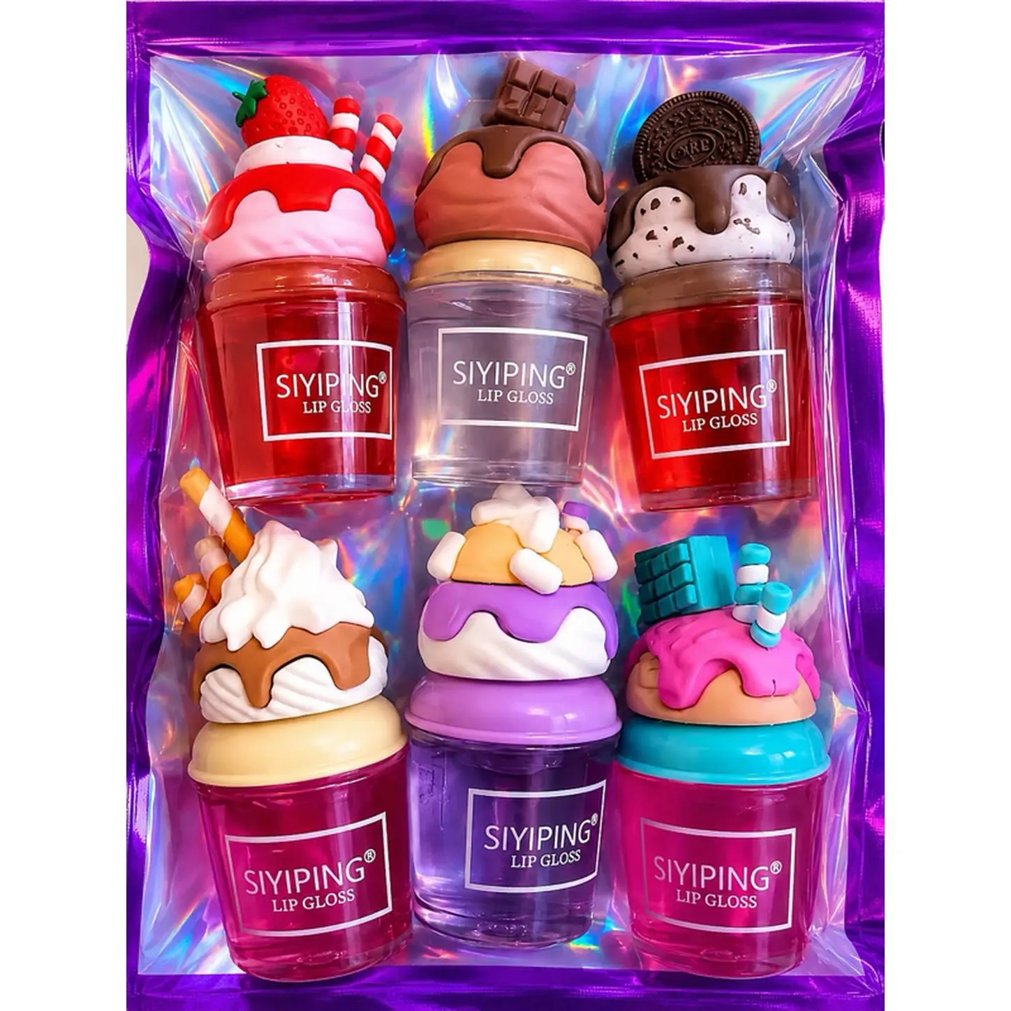 Set lip gloss helados 6 piezas