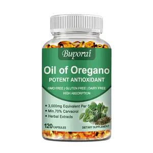 Buporai - Oregano Oil Softgels - Contains 3000 mg equivalent of at least 70% Courgette for intestinal detoxification and immune support - a powerful antioxidant