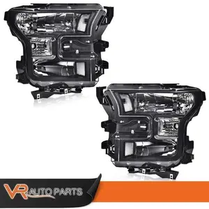 Black Housing Headlights Clear Head Lamps LH&RH New Fit For 2015-17 Ford F150