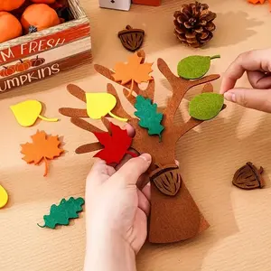 96pcs Fall Felt Tree Craft Kit – DIY Autumn Maple Leaf Tree Decoration | Thanksgiving & Halloween Classroom Crafts, Home & Door Hanging Décor | Kid-Friendly DIY Kit, Teacher Fall Activity, Cozy Home Aesthetic
