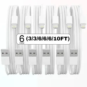 6Pack(3/3/6/6/6/10 FT) Original [MFi Certified] iPhone Fast Charging Lightning Cable Cord Compatible 14/13/12/11 Pro Max/XS MAX/XR/XS/X/8/7 Plus iPad AirPod