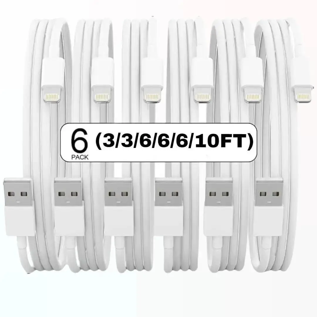 6Pack(3/3/6/6/6/10 FT) Original [MFi Certified] iPhone Fast Charging Lightning Cable Cord Compatible 14/13/12/11 Pro Max/XS MAX/XR/XS/X/8/7 Plus iPad