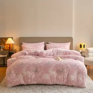 Luxury Floral Pattern Microfiber Winter Blanket, Soft Plush Design Hotel Quality for Bedroom and Hotel Use, Warm Cozy Bed Cover for Christmas Decor