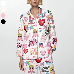Trump Girl Pajamas Set, Trump Supporter Sleepwear, Women Lounge Wear, Premium Pajamas, Gift For Her