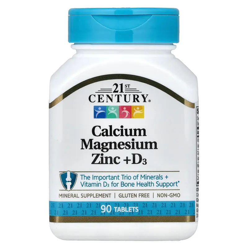 21st Century Calcium Magnesium Zinc + D3, 90 Tablets