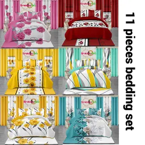 11 Pieces Bedspread With Matching Curtains & Bath Decor, King Size Quilt Bedding set, Queen Bedding sets, King Bedspread, Queen Bedspread, 10 Pieces Bedspread With Matching Curtains,24 Pieces Bedspread With Matching Curtains FREDI DRA SET LENN 11 PIECES
