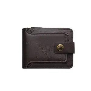 Vintage Men's Zip Wallet – Retro Short Leather Card Holder with Multiple Slots, Large Capacity Minimalist Wallet for Everyday Use