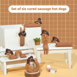 Flexible Dachshund Desk Ornament, Cute Resin Sausage Dog Figurine, Funny Office Monitor Decor, Anxiety Relief Desk Buddy