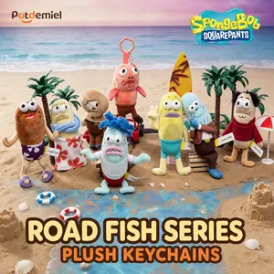 MINISO Officially Licensed SpongeBob SquarePants Series Bikini Bottom Background Fish Plush Keychain, Cute Ugly Fish Bag Charm, Kawaii Backpack Pendant, Perfect Gift for SpongeBob Fans