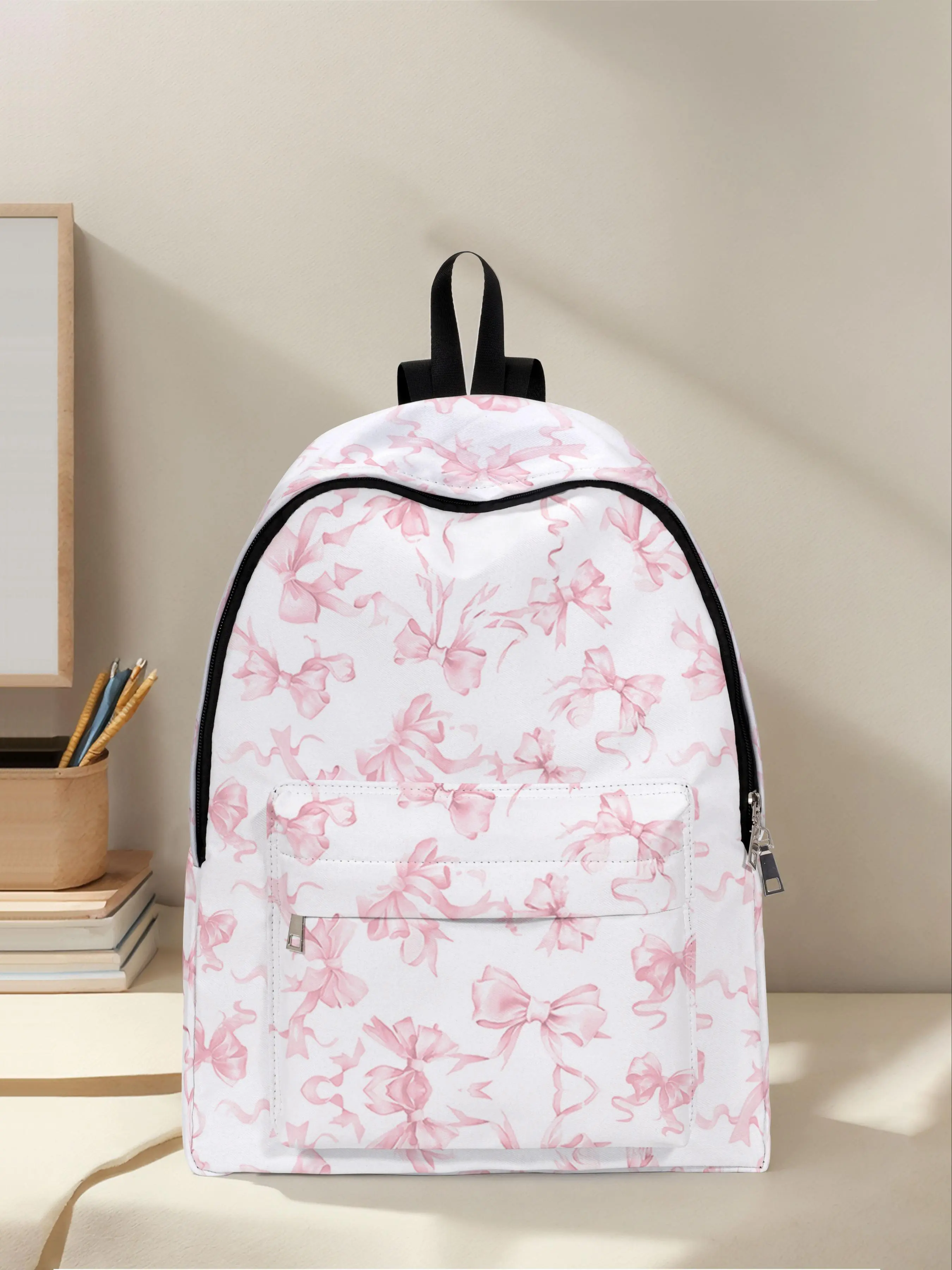 Fun Bow Pattern Printed Backpack, Cute Stylish Daypacks, Traveling Daypack, Cute Versatile Backpack, Trendy Backpack, Student Backpack, Stylish Casual Design with Spacious Storage, Perfect for School, Travel, and Daily Use, Zipper Backpack