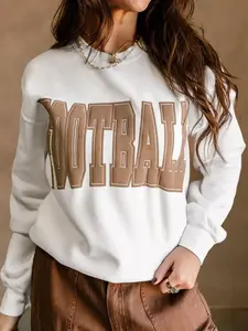 FOOTBALL 3D Letter Graphic Crew Neck Sweatshirt