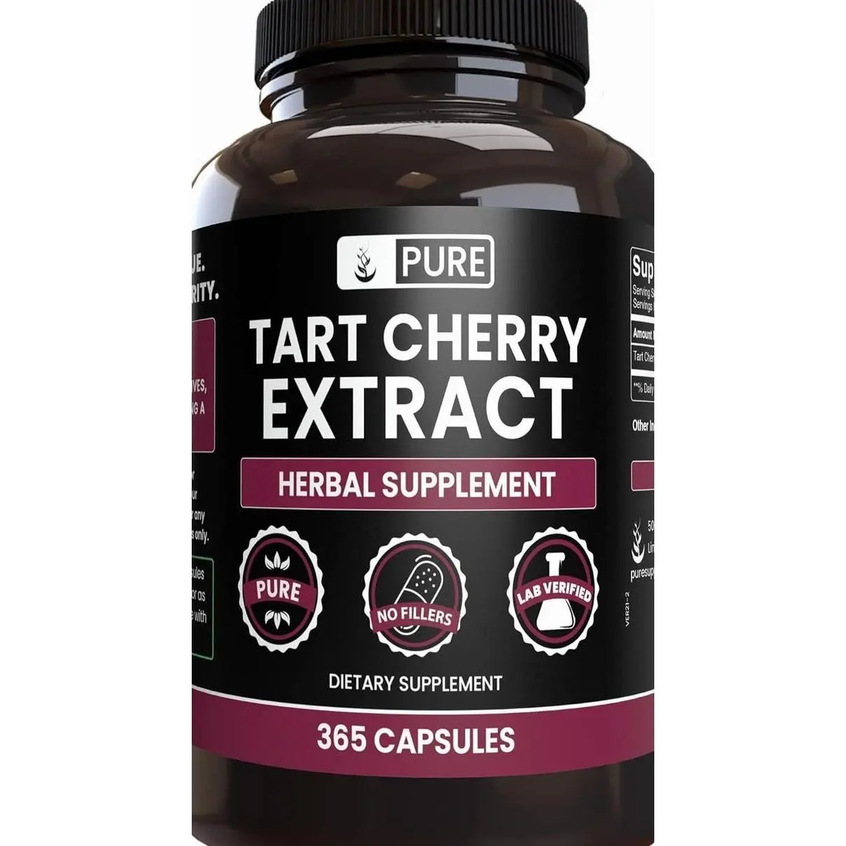 PURE ORIGINAL INGREDIENTS Tart Cherry Extract (365 Capsules) No Magnesium Or Rice Fillers, Always Pure, Lab Verified