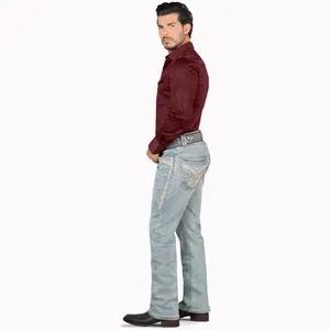 LAMASINI Cowboy Heavy Denim Jeans LM12101 Light Blue color for Men