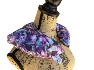 Heavenly Hollow Amethyst Cervical Neck Hot Cold Herbal Pack Organic Flax Seed Heat Wrap Microwave Therapy 15x14 Inch Natural Aromatherapy