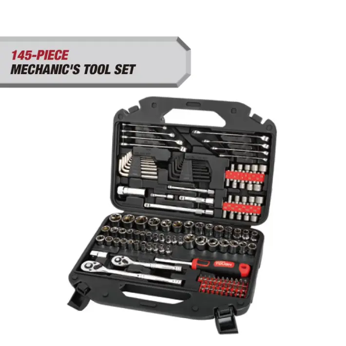 Hyper Tough 145-Piece Mechanics Tool Set, 1/4, 3/8 & 1/2-inch Drive (SAE & mm)