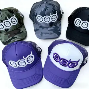 SSS Devil Horn Summer Travel Peaked Baseball Cap Men's Embroidery Hip-Hop Cap Style Sun Visor Adjustable Trucker Mesh Cap