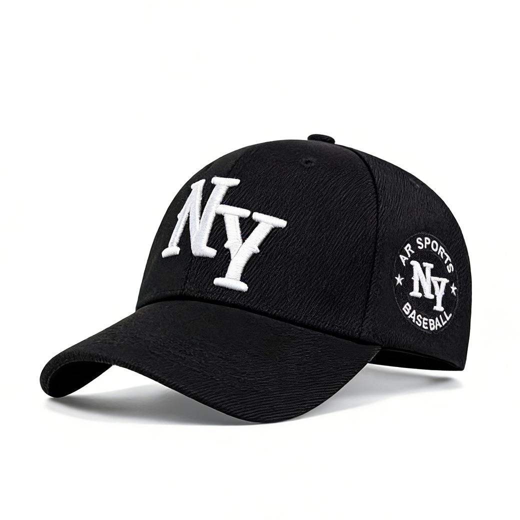 Classic NY Letter Embroidered Sport Baseball Cap - Durable 6-Panel Dad Hat for Outdoor Running, Hiking, and Daily Wear - Adjustable Breathable Sun Cap - Essential All-Season Unisex Fashion Hat