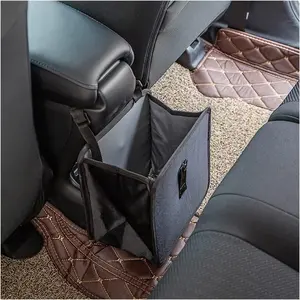 Foldable Car Trash Can, Leak-Proof Waterproof Oxford Fabric Storage Bag, Hanging Garbage Bin for Car Seat Back or Gear Shift Area