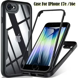 360 Full Body Double Side HD Clear Screen Phone Case for IPhone 17Air 17 16E 16 15 14 13 12 Pro Max Plus  PC+TPU Shockproof Protective Cover