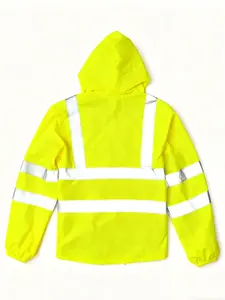Men's Waterproof Breathable Workwear Jacket with High Visibility Reflective Strips, Large Pockets, Ideal for Heavy Rain, Construction, Fishing, Traffic Control, Construction Gear