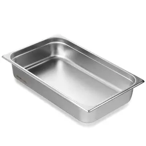VEVOR Hotel Pan, Full Size Anti-Jam Steam Pan, 0.8mm Thick Stainless Steel Restaurant Steam Table Pan, 4-Inch Deep Commercial Table Pan, Catering Storage Food Pan, for Industrial & Scientific