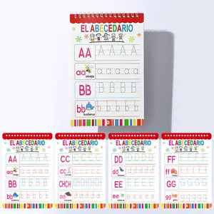 Early Education Writing Practice Book for Kids, Erasable Control Pen Copybook, English Spanish Learning Notebook, Preschool Learning Tool