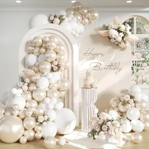 142-Piece Pearl and White Balloon Arch Kit for Weddings, Showers, Engagements, and Parties