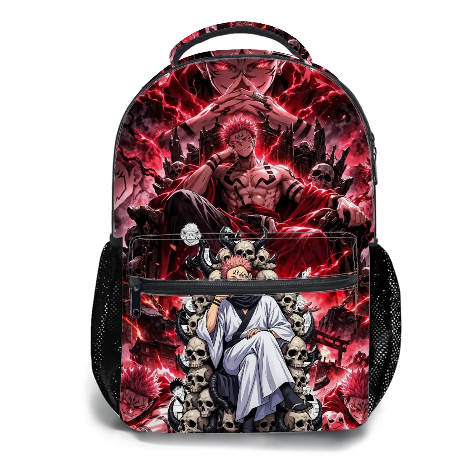 Men's and women's backpacksStudent Schoolbag Childrens Schoolbag High Quality Schoolbag Gift For Anime Sukuna Ryomen Theme Vivid 3d Printed Design Durable Polyester Fabric With Mesh Side Pockets For Teenagers Students Daily Use