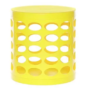 NuSteel  Otto Storage Stool - Round Plastic Storage Ottoman with Oval Perforated Pattern Yellow
