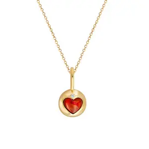 Bordeaux Style 18K Gold Vermeil Plating Solid Sterling Silver Heart-Shaped Garnet Pendant Necklace for Women - Adjustable Chain, Layering & Stackable Jewelry