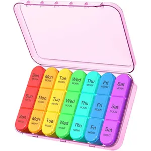 Daily Pill Box Organizer - 7 Day Pill Box with 3 Compartments, Holds Vitamins and Medication