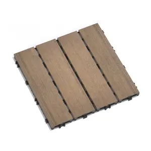 YYDS Patio Floor Tiles Pack of 11  WPC Wood-Plastic Composite Patio Deck Tiles DIY Interlocking Decking Tiles, Quick Deck Floor Tile, Court Tile, Water Resistant Indoor Outdoor -11.8" Oak