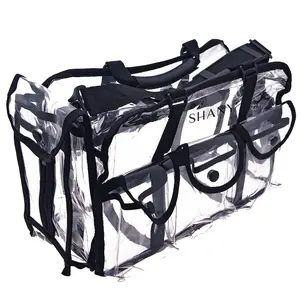 SHANY Clear Makeup Bag, Pro Mua rectangular Bag with Shoulder Strap, Large