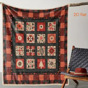 1pc Heavyweight 250-300 GSM Flannel Throw Blanket - Red Black Beige Plaid Checkered Snowflake Reindeer Tree with Tartan Border, All-Season Soft Warm Bedspread for Sofa Bed Camping Travel, Cozy Christmas Winter Gift (Machine Washable)