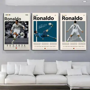 Set of 3 Cristiano Ronaldo Poster FRAMED , Soccer Print, CR7 Print Decor, Football Legend, Ronaldo Portugal Print, Sports Wall Art, Ronaldo Fan Gift Border Decoration Room Christmas decorations