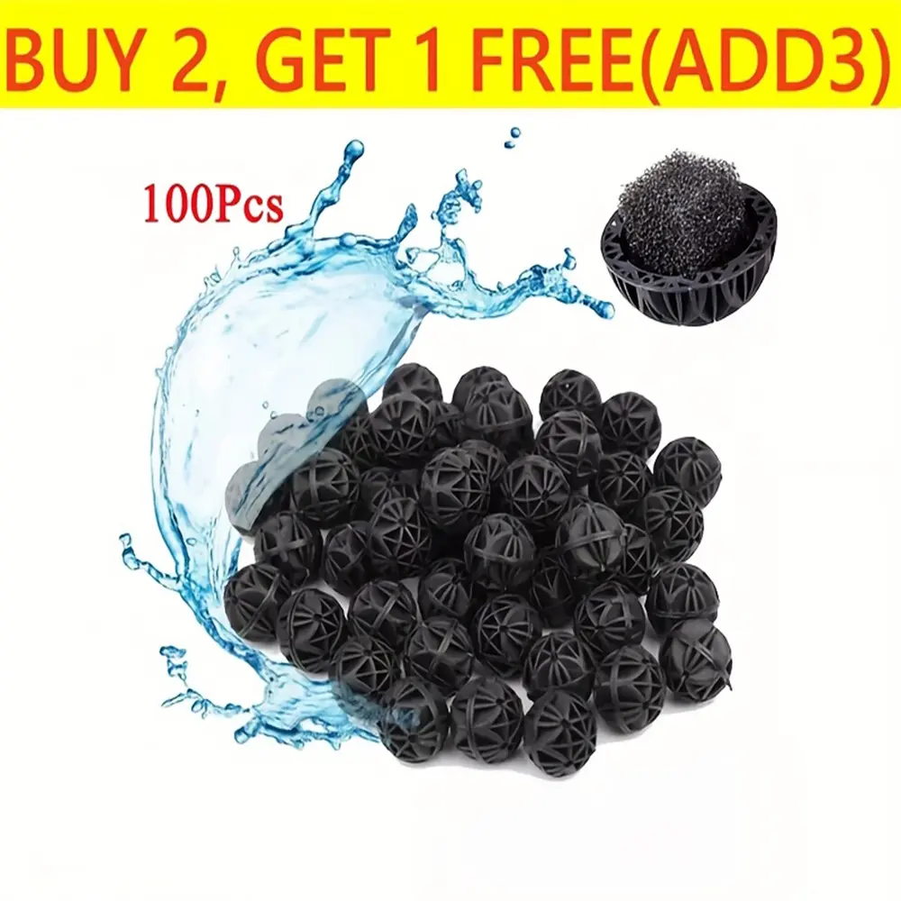 Aquarium Bio Balls Filter Media - 16mm Diameter, 100-Piece Bulk Pack for Fish Tank Canister Filters Maintenance, Fish Tank Filters
