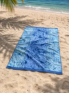 Oversized Designer Jacquard Printed Beach Towels (Pack of Two or Four). Super Quality and Very Absorbent 100% Cotton Towel in Beautiful Colors (Blue Forest, 40x70)