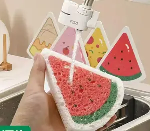 Cleaning Sponge Scrubbing Sponge Kitchen Dishwashing Brush+Scratchless Cleaning Sponge Kitchen Expansion Sponge Double sided Dishwashing Sponge Scrubbing 4-pack Set