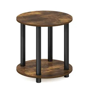 TURN-N-TUBE Amber Pine 2-Tier Open Shelf Side Table, Tool-Free Assembly, Ideal for Bedrooms, Small Spaces