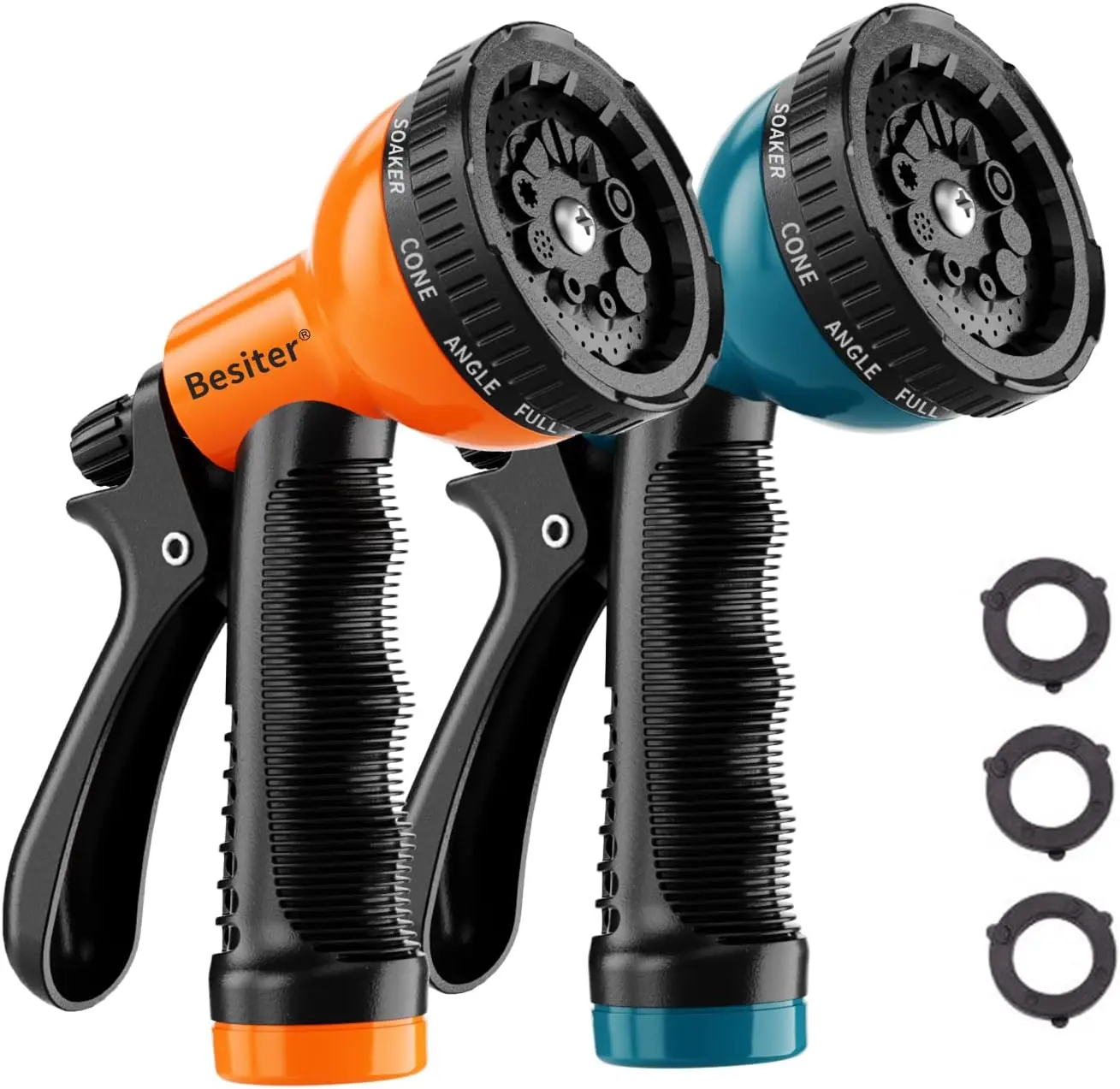 Besiter Garden Hose Nozzle Sprayer: 2 Pack 10 Watering Patterns Spray Nozzles Heavy Duty Hose Head Hose Attachment