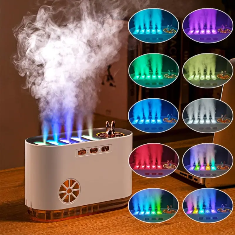 Vertical Mist Humidifier, Large Tank, Aromatherapy Diffuser with Color Changing LED Lights, Music-Syncing Desktop Air Purifier