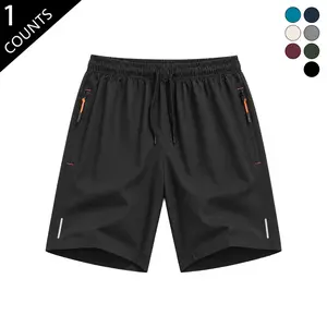 Men's Ice Silk Athletic Shorts with Zipper Pockets Reflective Strips Quick Dry Cooling Breathable Stretchy Anti-Chafe Lightweight Gym Workout Running Casual Summer Outdoor Beach Hiking Daily Wear Shorts for Men