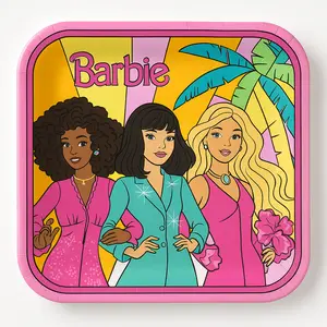 Vintage Barbie 9" Square Birthday Party Plates