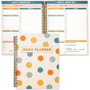 Undated Daily Planner Notebook 8.5x11,  Notebook, Habit  Journal, A4 Large Hardcover Spiral Schedule Notebook Planner, Retro Aesthetic Daily Planner Undated for Students Girls Teens