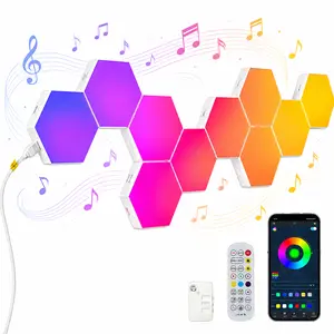 LED Wall Lights, 10 Pack RGB Hexagonal Wall Panels, Modular Smart Honeycomb Lights with APP & Remote Control, Music Sync LED Hex Lights for Gaming Room, Bedroom, Living Room Decor (10PCS)