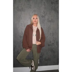 Oversized Knit Jacket- Brown